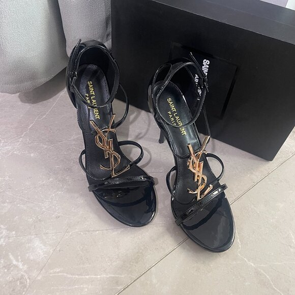 Saint Laurent Cassandra Sandals In Patent Leather - Picture 2 of 6